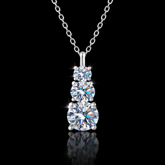 NANLUV Eternal Three-Stone Moissanite Necklace