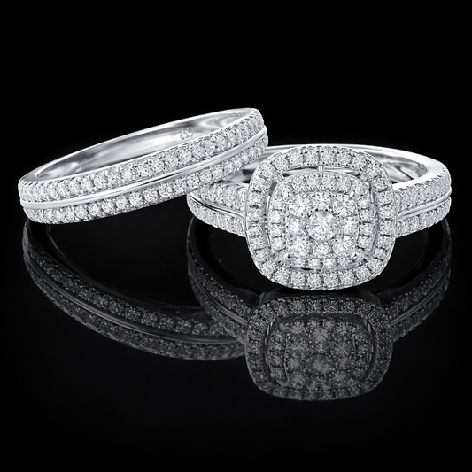 NANLUV Éclat Halo Moissanite Bridal Set