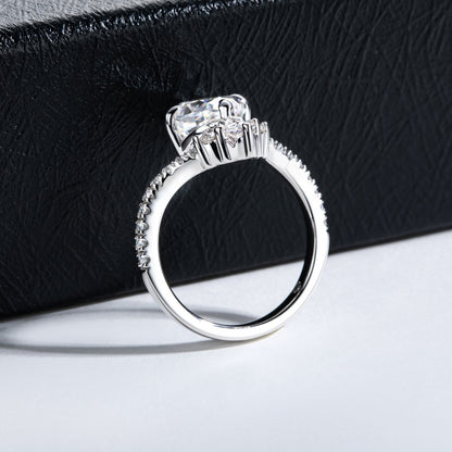 NANLUV Celeste V-Pavé Oval Moissanite Ring – 3CT