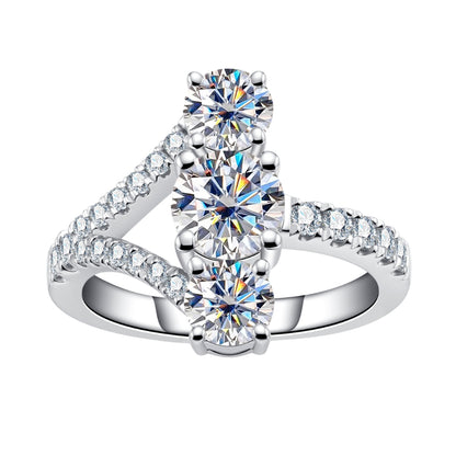 NANLUV V-Crown Three-Stone Moissanite Ring – 2.36CTTW