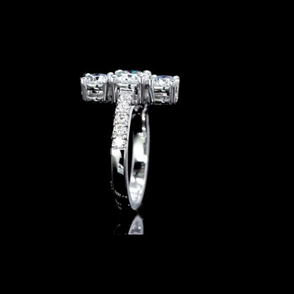 NANLUV V-Crown Three-Stone Moissanite Ring – 2.36CTTW