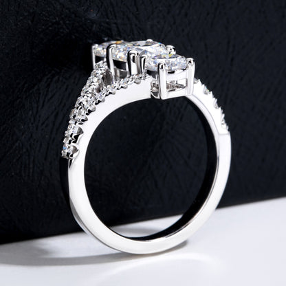 NANLUV V-Crown Three-Stone Moissanite Ring – 2.36CTTW