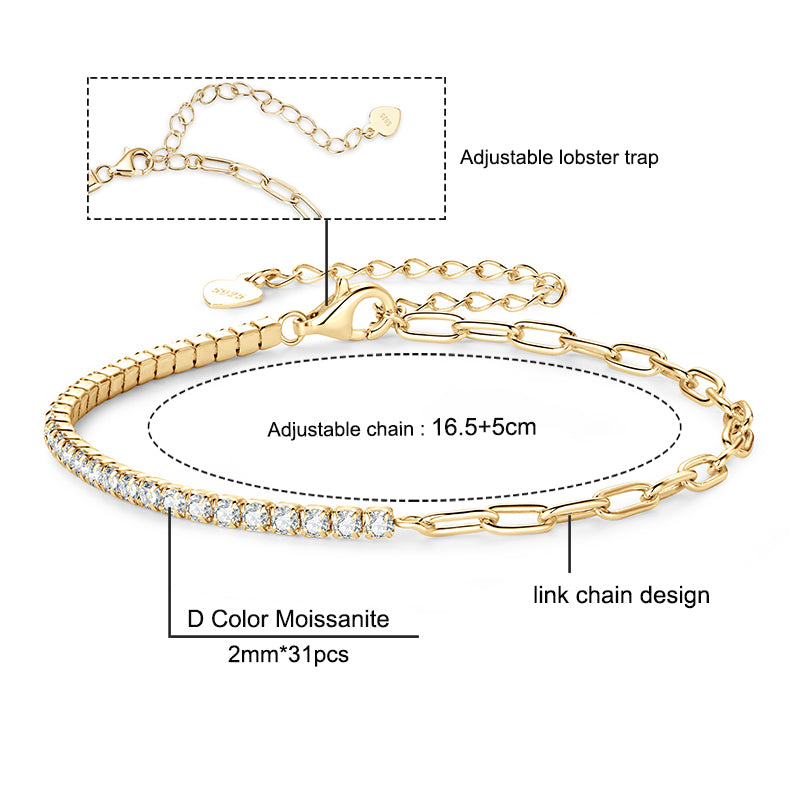 NANLUV Timeless Brilliance Moissanite Bracelet