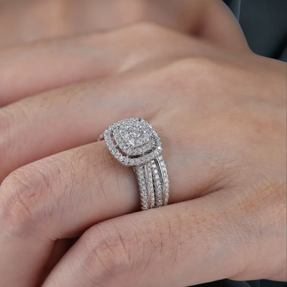 NANLUV Éclat Halo Moissanite Bridal Set