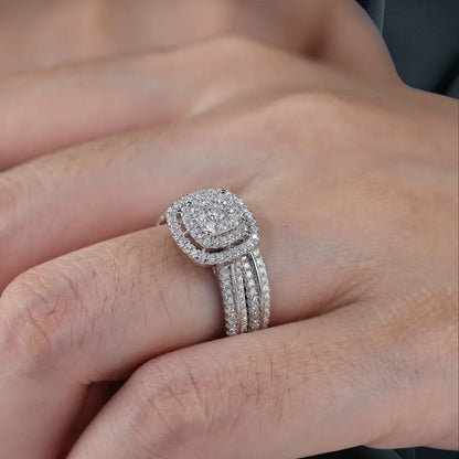 NANLUV Éclat Halo Moissanite Bridal Set