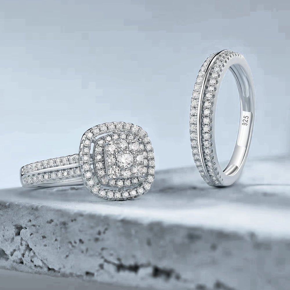 NANLUV Éclat Halo Moissanite Bridal Set