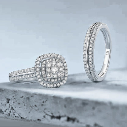 NANLUV Éclat Halo Moissanite Bridal Set