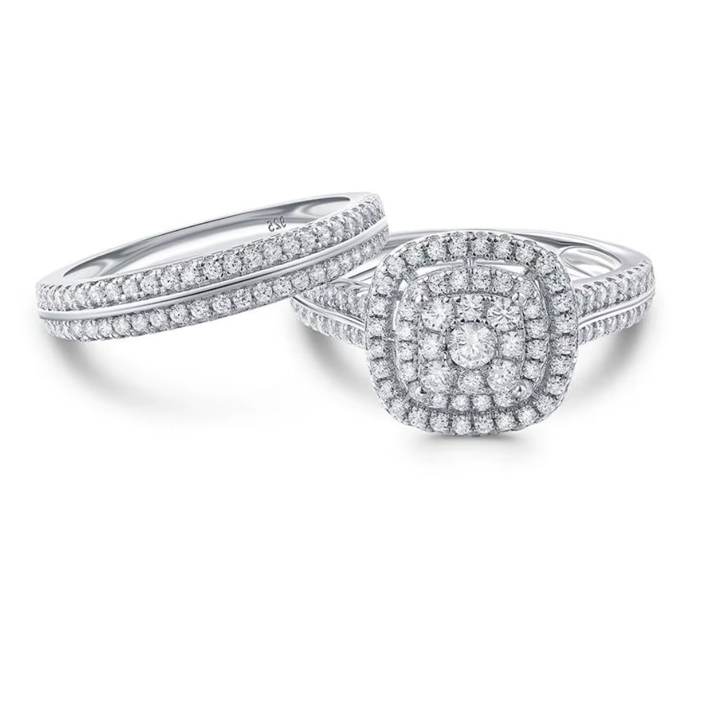 NANLUV Éclat Halo Moissanite Bridal Set