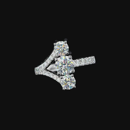 NANLUV V-Crown Three-Stone Moissanite Ring – 2.36CTTW