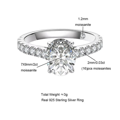 NANLUV L’Impératrice Oval Pavé Moissanite – 2CT